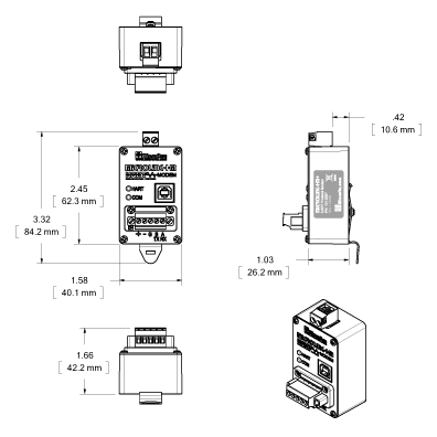 MicroLink-HM+ USB/RS-485/RS-232 HART Modem with Modbus Accumulator